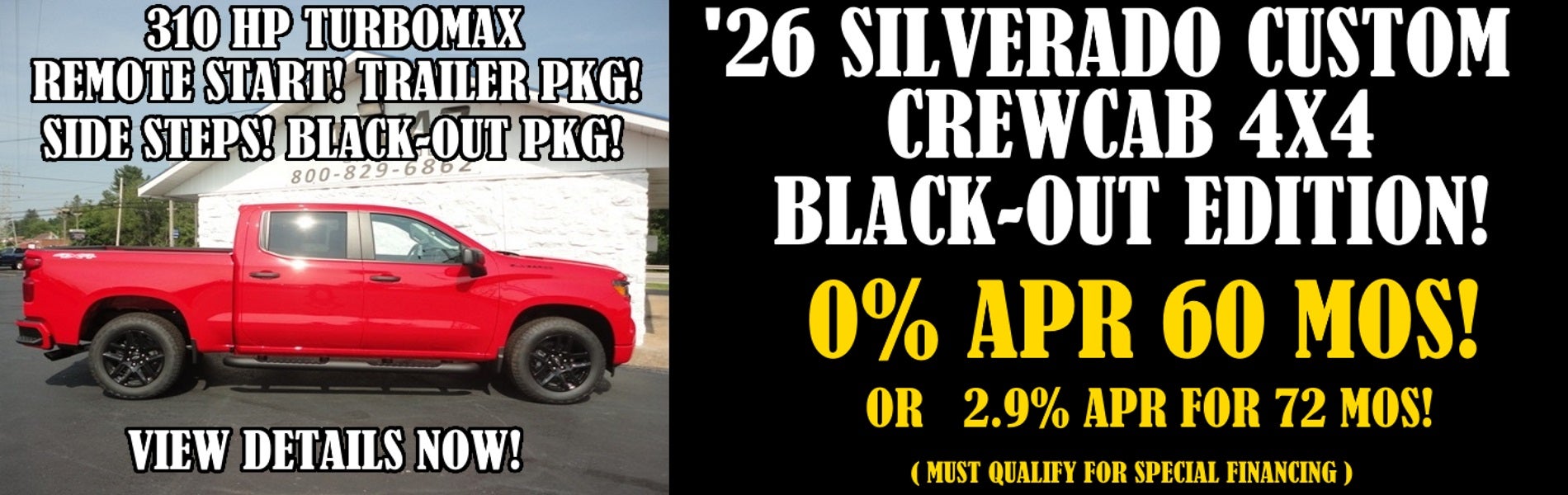 2026 Chevy Silverado 1500 Custom Crewcab 4x4 Black-out Edt
