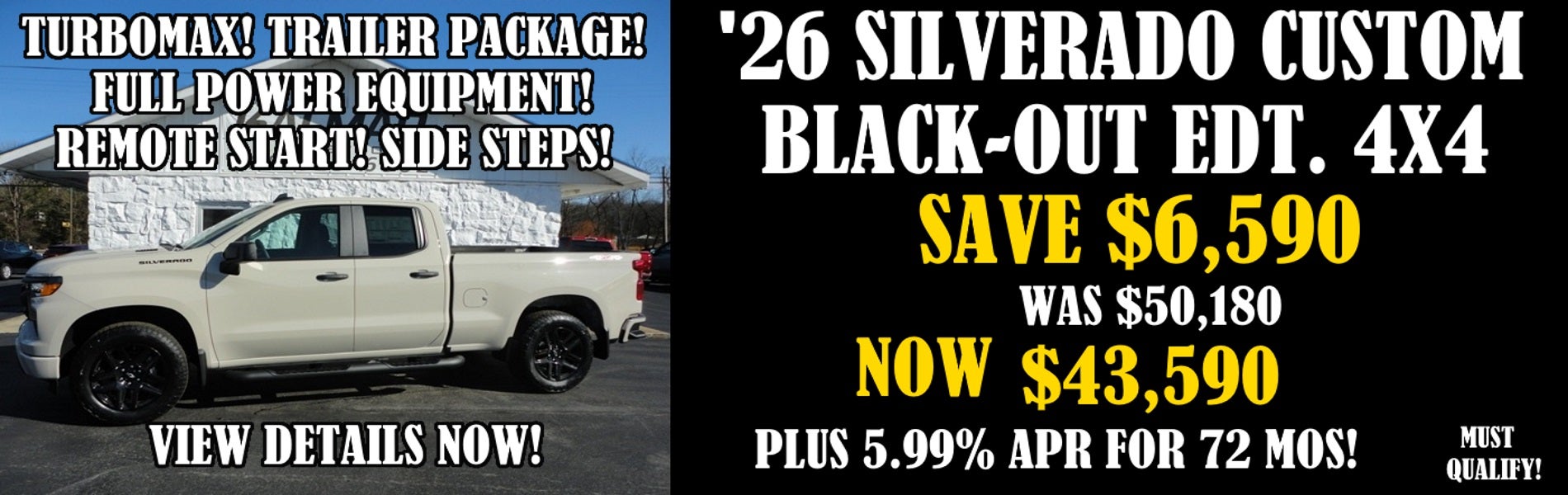 2026 Chevy Silverado 1500 Custom Black-Out Edt 4x4