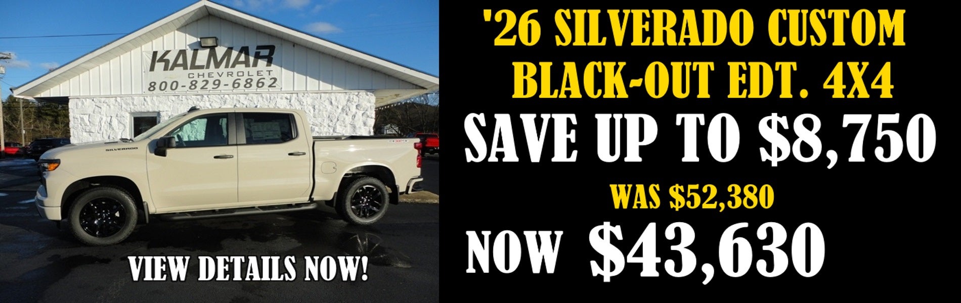 2026 Chevy Silverado 1500 Crewcab Custom Black-out Edt. 4x4